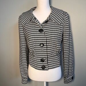 Worthington Classic Houndstooth Blazer | Oversized Button Detail |Timeless Style
